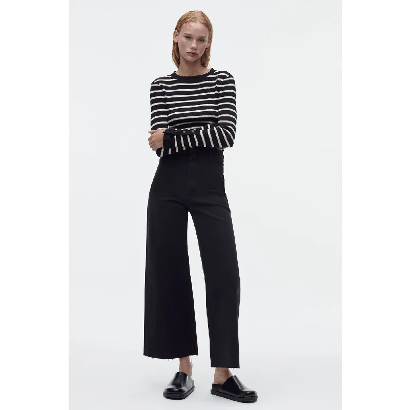 Black Wide Leg Jeans Comfortable Straight-Legged Denim